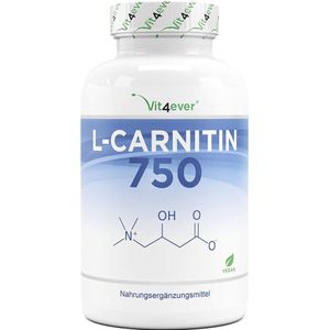 L-Carnitine - 180 veganistische capsules - Hoog gedoseerd met 3000 mg per dagelijkse portie - Premium: 100% L-Carnitine Tartraat zonder toevoegingen - Veganistisch Vit4ever