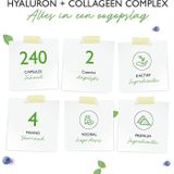 Hyaluronzuur-collageencomplex - 240 capsules - Premium: Met bioactieve biotine, selenium, zink, natuurlijke vitamine C uit acerola & silicium uit bamboe - Vit4ever