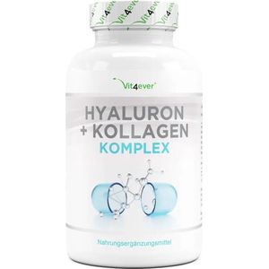 Hyaluronzuur-collageencomplex - 240 capsules - Premium: Met bioactieve biotine, selenium, zink, natuurlijke vitamine C uit acerola & silicium uit bamboe