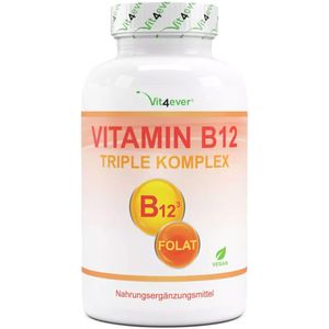 Vitamine B12 - 240 tabletten - Premium: Beide actieve vormen + depotvorm + folaat (5-MTHF uit Quatrefolic®) - Veganistisch - Hoog gedoseerd. | Vit4ever