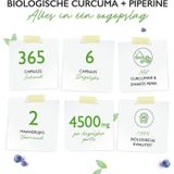 Bio Curcuma biologische kurkuma + zwarte peper | Vit4ever - 365 capsules
