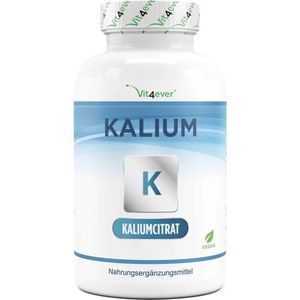 Kalium - 365 capsules met 800 mg elementair kalium (uit kaliumcitraat) per dagelijkse portie - 100% kaliumcitraat - Zonder toevoegingen - Veganistisch