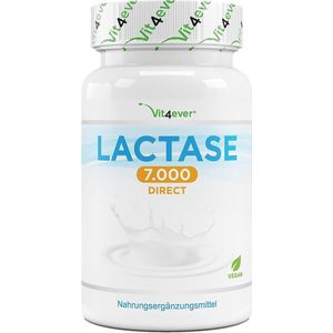 Vit4ever Lactase 7.000 | 180 tabletten | Hooggedoseerd met 7.000 FCC-eenheden | Voor lactose-intolerantie + melk-intolerantie | Zonder ongewenste toevoegingen | Veganistisch