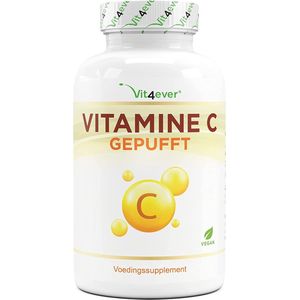 Vitamine C gebufferd - 365 capsules - 1000 mg vitamine C per dagelijkse dosis (2x daags) - ""time released"" Van plantaardige fermentatie - pH neutraal & zeer goed te verdragen - Veganistisch - Vit4ever