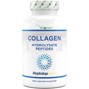Vit4ever - Collageen - 365 capsules - 1500 mg per dagelijkse portie - Premium: 100% rundercollageenhydrolysaatpeptiden van Peptolap Light - Hoge dosis