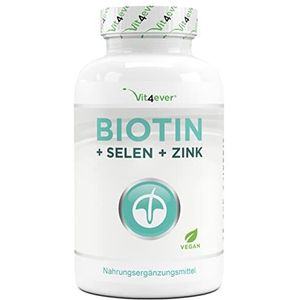 Biotine hoge dosis 10.000 mcg + selenium + zink - 365 tabletten voor huid, haar & nagels - Premium: Met bioactieve biotine & zink bisglycinaat van AlbionÂ® - Veganistisch