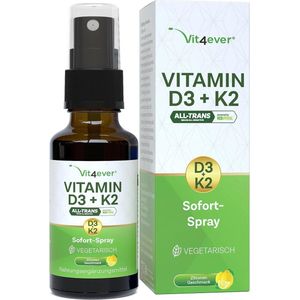 Vitamine D3 + K2 Instant Spray 50 ml - Citroen Smaak | 99.7+% All-Trans (Original K2VITAL® by Kappa) | 1000 I.U. Vitamine D3 | Vit4ever