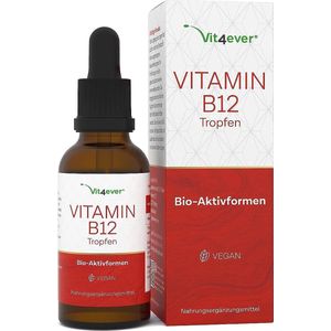 Vitamine B12 Druppels | 50 ml | Hoge dosis van 500 µg per druppel | 900 druppels (50ml) | Vit4ever