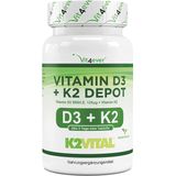 Vitamine D3 + K2 Depot - 180 tabletten - Hoogwaardige grondstof: 99,7+% All-Trans (K2VITALÂ® by Kappa) - Met 5000 I.U. vitamine D3 per tablet - Hooggedoseerd