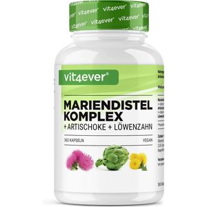 Mariadistel Artisjok Paardebloem Complex - 365 Capsules (6 Maanden Levering) - Hooggedoseerd met 80% Silymarine & 2,5% Cynarine - Veganistisch