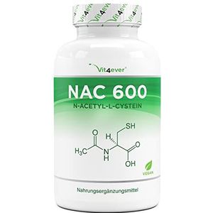 NAC - N-Acetyl L-CysteÃ¯ne 180 capsules met elk 600 mg - 6 maanden voorraad - Veganistisch - Hoog gedoseerd - Premium kwaliteit