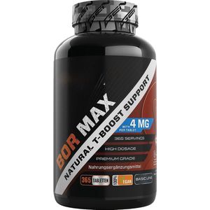 Bor / Borium | Hochdosiert mit 4 mg reinem Bor | 365 Tabletten in einer Jahrespackung | Vegan | German Elite Nutrition