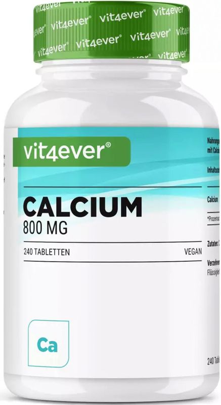Vit4ever | Calcium | 240 tabletten | 800 mg calcium uit calciumcarbonaat per dagelijkse portie | 4 maanden lang