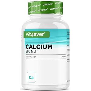 Calcium - 240 tabletten - 800 mg calcium uit calciumcarbonaat per dagelijkse portie - 4 maanden lang - Veganistisch, hooggedoseerd & zonder ongewenste toevoegingen