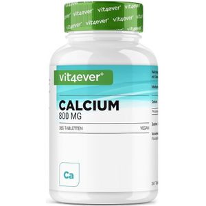 Calcium - 365 tabletten - 800 mg calcium uit calciumcarbonaat per dagelijkse portie - 6 maanden lang - Veganistisch, in het laboratorium getest, hoge dosering & zonder ongewenste toevoegingen