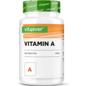 Vitamine A - 10.000 I.U. (3000 µg) - 365 tabletten - Alternatief voor capsules - Hooggedoseerd retinylacetaat - Zonder ongewenste toevoegingen - Ogen, huid, immuunsysteem - Veganistisch