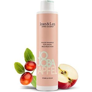 Jean & Len Verzorgende shampoo jojoba & appel, verzorgt lang en broos haar, voor gezonder en sterker uitziend haar, haarverzorging met appelgeur, zonder parabenen en siliconen, veganistisch, 300 ml