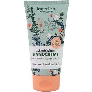 Jean & Len – Schmeichelnde Handcreme Aloe Vera & Basilikum, Handpflege für normale bis trockene Hände, pflegt intensiv, ohne Parabene und Silikone, vegan, Handcreme Tube, 75 ml