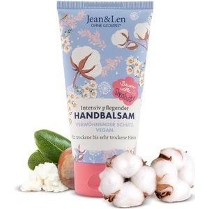 Jean & Len Handbalsem met katoen en sheaboter, handverzorging voor droge tot zeer droge handen, verzorgt intensief en is mild, zonder parabenen en siliconen, vegan, handcrème, 75 ml