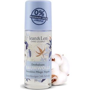 Jean & Len Cotton Deodorant Balm biedt natuurlijk tot 24 uur deodorantbescherming, gevoelige verzorging, ideaal na het scheren, deodorant zonder aluminium en alcohol, veganistisch, 50 ml