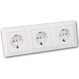 MILOS drievoudige contactdoos, mat wit, met UP frame