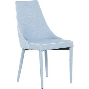 Set van 2 eetkamer stoelen blauw gestoffeerd zitting poten keukenstoelen modern ontwerp