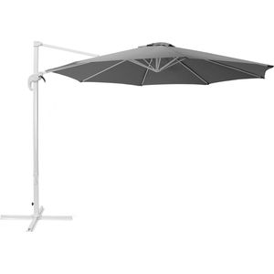 Tuin parasol antraciet/wit stof 300 cm draaibaar weerbestendig tuin terras balkon