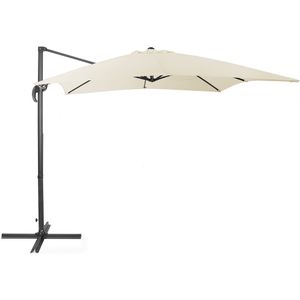 Parasol donkergrijs/beige polyester vierkante vorm 250 x 250 x 235 cm terras balkon tuin