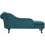 Beliani NIMES - Chaise longue-groen-Fluweel | Elegante Recamiere | Optimaal zitcomfort | Chesterfield-stijl