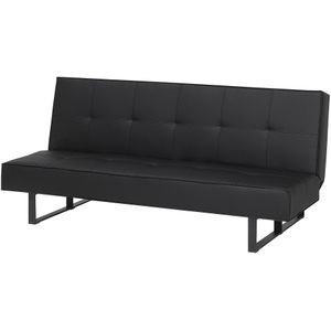 Slaapbank zwart kunstleer 3-zits zonder armleuningen modern ontwerp