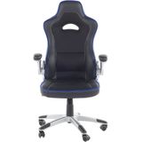 Bureaustoel zwart/blauw kunstleer zitvlak in hoogte verstelbaar 360° draaibaar modern