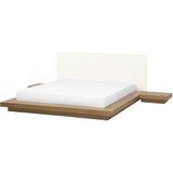 Waterbed lichtbruin 180 x 200 cm met nachtkastjes hout gefineerd MDF board elegant Japanse stijl