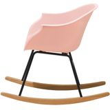 Schommelstoel roze synthetisch materiaal metaal poten zitting hout modern Scandinavisch ontwerp stijl