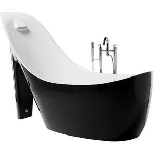 Vrijstaand bad zwart wit sanitair acryl 180 x 80 cm schoen ontwerp moderne stijl