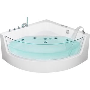 Whirlpool hoekbad wit sanitair acryl met LED-verlichting 4 massagejets moderne stijl