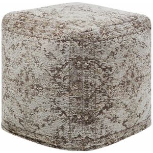 Pouf Taupe Baumwolle quadratisch 42 x 42 cm mit eps Füllung orientalisches Muster Boho-Stil Deko Fußhocker für Wohnzimmer Schlafzimmer Flur