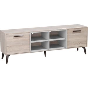 ALLOA - TV-meubel - Lichte houtkleur/Grijs - Spaanplaat