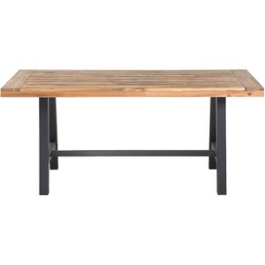 Beliani-SCANIA -Tuintafel-Lichthout|Zwart-80 x 170 cm-Acaciahout