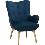 Beliani VEJLE - Chesterfield fauteuil - Blauw - Fluweel