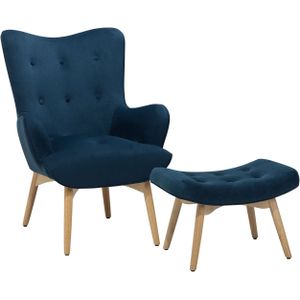 Beliani VEJLE - Chesterfield fauteuil - Blauw - Fluweel