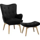 Beliani VEJLE - Chesterfield Fauteuil - Zwart - Fluweel