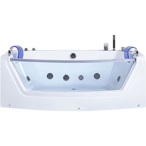 Whirlpool wit sanitair acrylglas transparant front rechthoekig dubbel 119 x 85 cm met hoofdsteun modern design