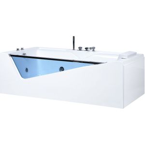 Whirlpool bad wit sanitair acryl glazen voorkant led verlichting massage rechthoekig 157 x 70 modern ontwerp