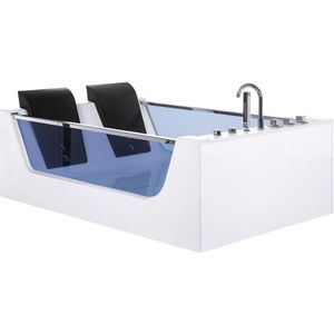 Whirlpool bad wit sanitair acryl glas transparant led verlichting rechthoekig dubbel 107 x 156 cm modern ontwerp