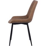 Eetkamerstoel set van 2 bruin kunstleer zwarte stalen poten modern gestoffeerde stoelen
