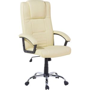 Bureaustoel beige kunstleer zitvlak in hoogte verstelbaar 360° draaibaar massagefuncties verwarmd