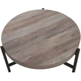 Salontafel lichtbruin tafelblad zwarte metalen poten 75 cm rond modern industrieel woonkamer