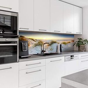 Dedeco Keuken achterwand Motief: Strand V2, 5 mm hardschuim plastic plaat PVC als spatscherm keukenwand wandbescherming waterbestendig, incl. UV-lak glanzend, alle ondergronden, 260 x 60 cm