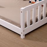 Kinderbed met uitvalbescherming incl. lattenbodem | 90 x 200 cm | Wit | Grenenhout – Massief hout | voor meisjes en jongens | Kinderbedden