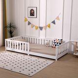 Kinderbed met uitvalbescherming incl. lattenbodem | 90 x 200 cm | Wit | Grenenhout – Massief hout | voor meisjes en jongens | Kinderbedden